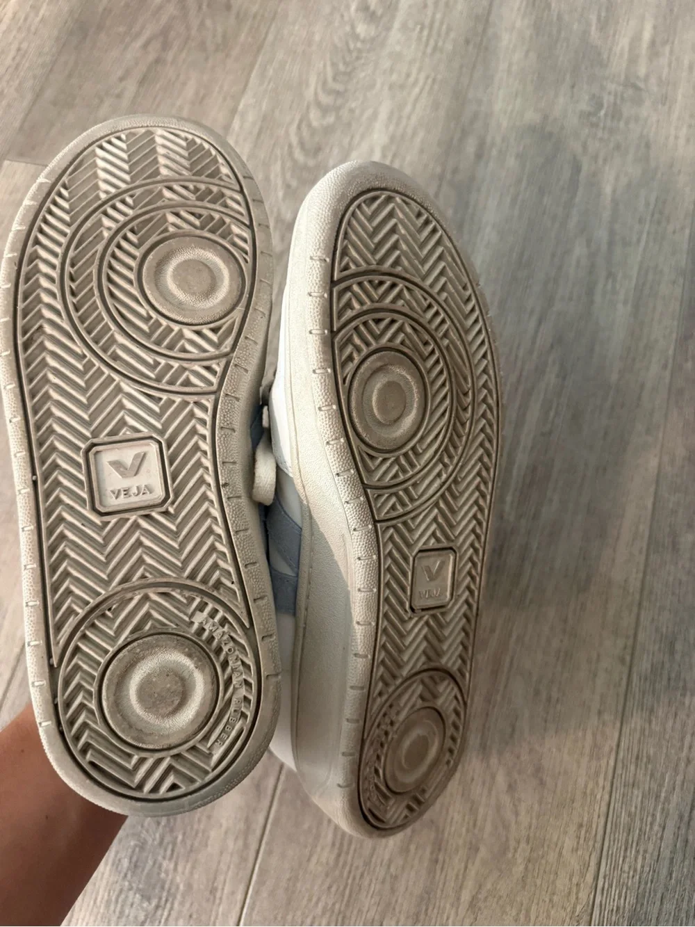 Veja White Leather Sneakers with Light Gray V Logo